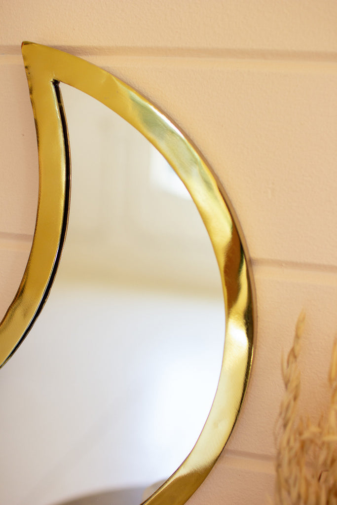 Brass finish moon mirror - The Nifty Decor