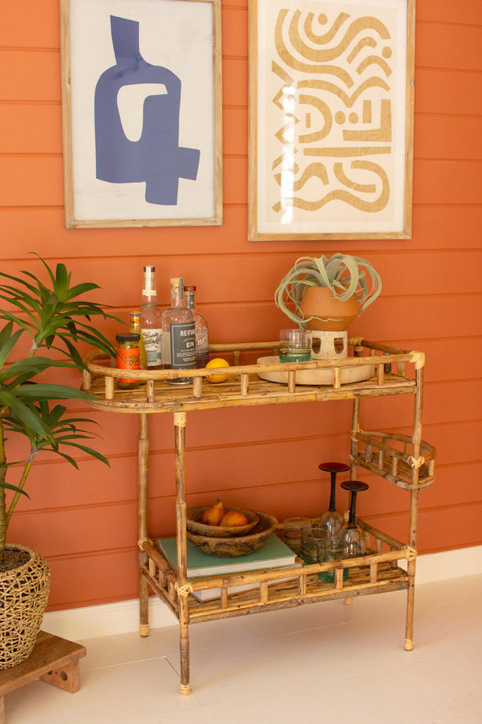 Cane bar cart - Bombay Mercantile