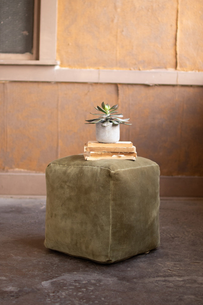 Velvet poof \ avocado - The Nifty Decor