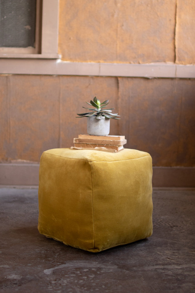 Velvet poof \ honey - The Nifty Decor