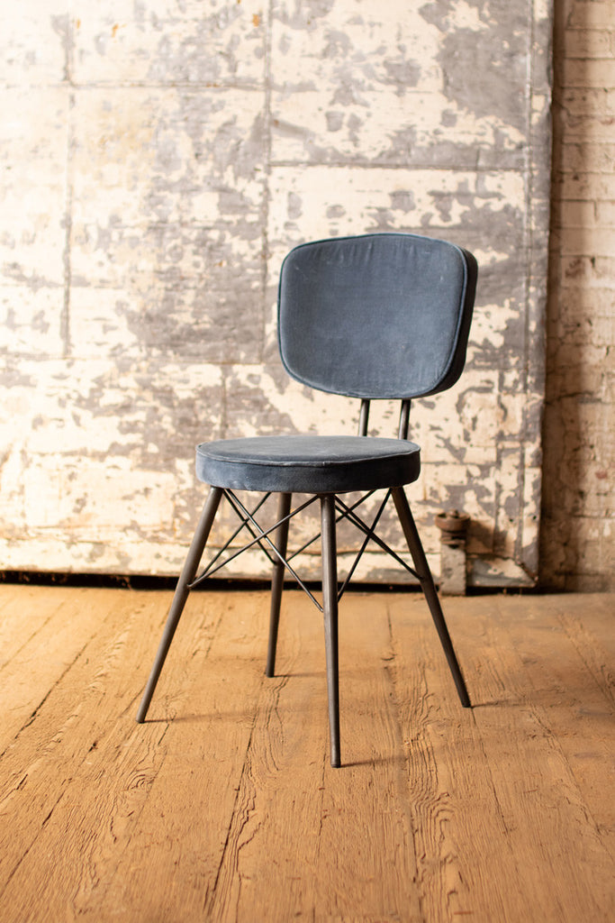 Velvet dining chair\ steel blue - The Nifty Decor