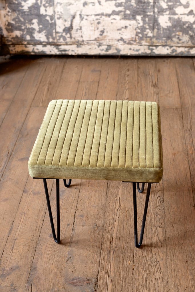 Channel stitch top stool \ avocado - The Nifty Decor