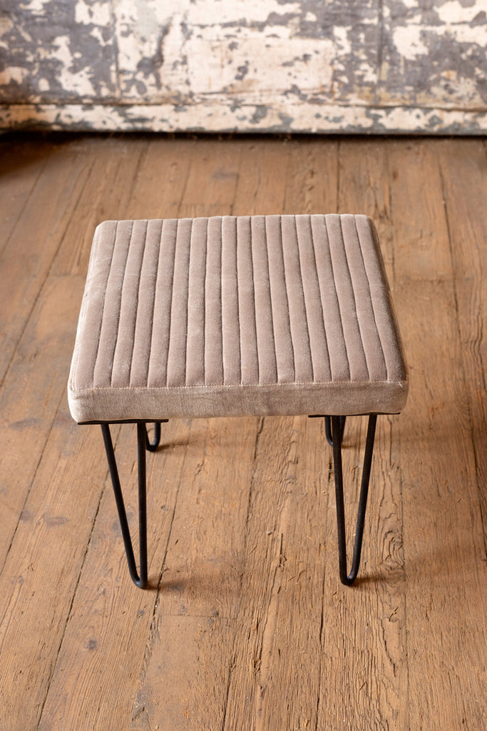 Channel stitch top stool  \ cobblestone - The Nifty Decor
