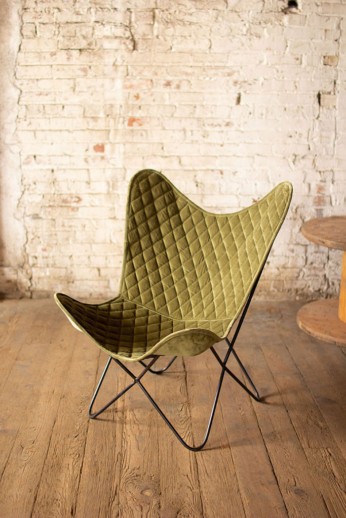 Velvet Butterfly Chair - Avocado - The Nifty Decor