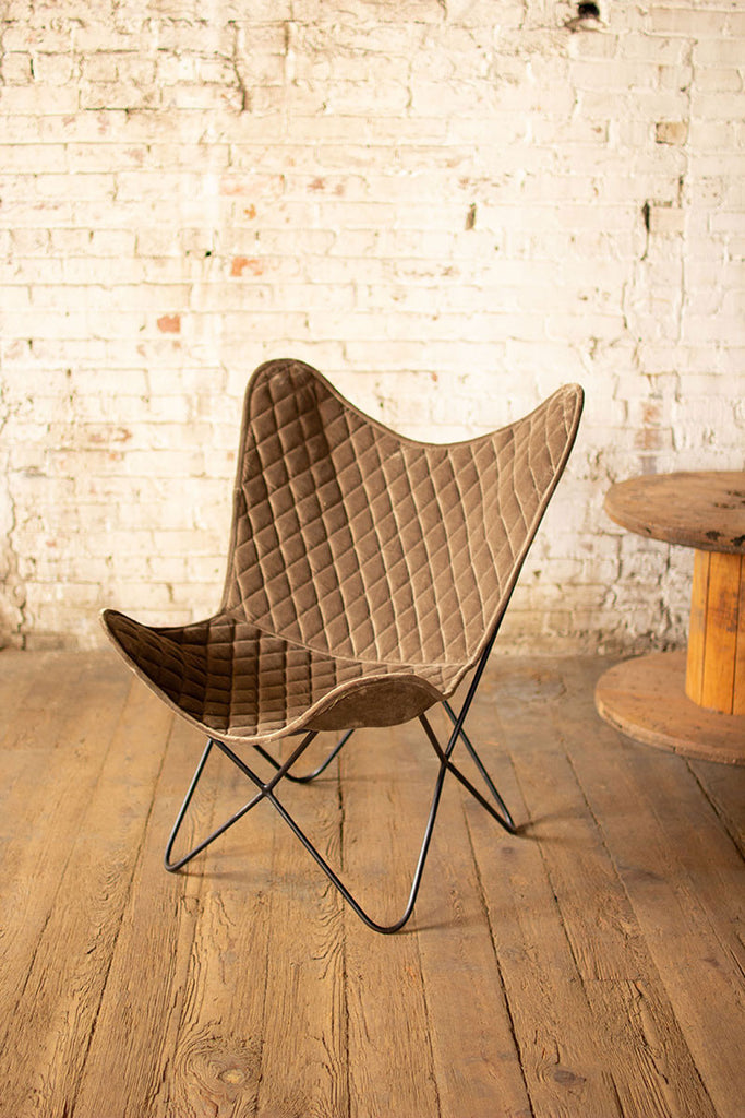Velvet Butterfly Chair - Cobblestone - The Nifty Decor