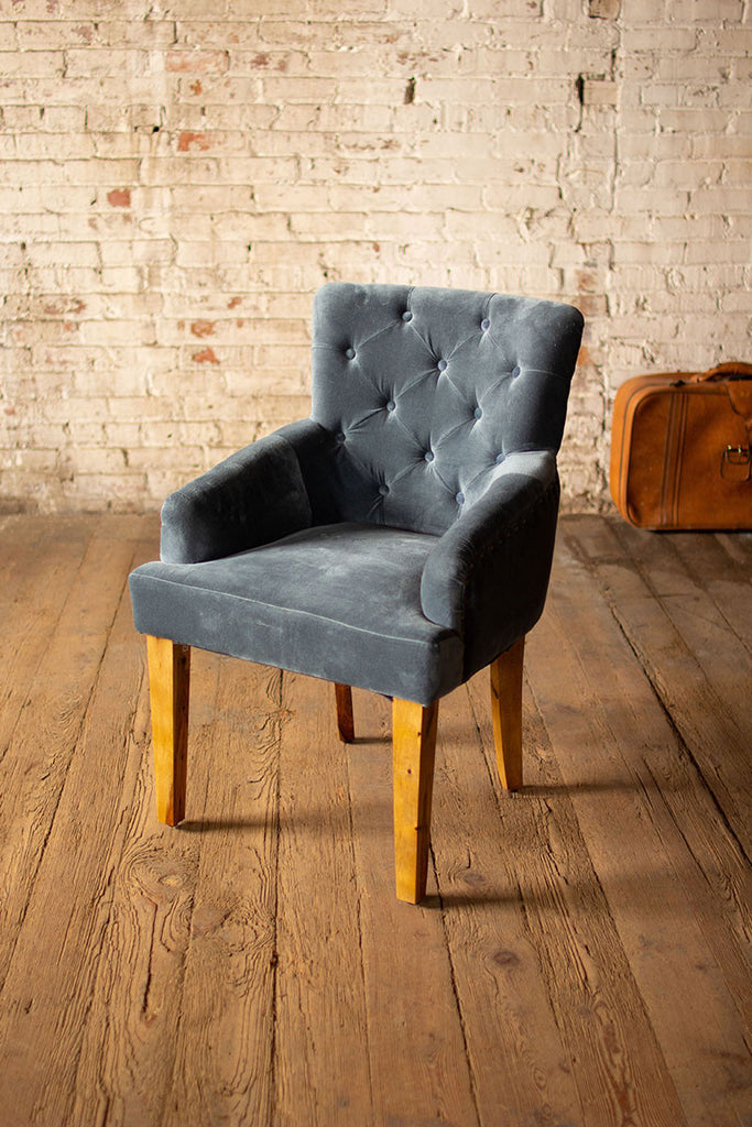 Velvet arm chairs- steel blue - The Nifty Decor