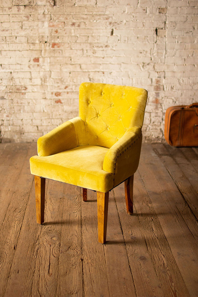 Velvet arm chairs- honey - The Nifty Decor