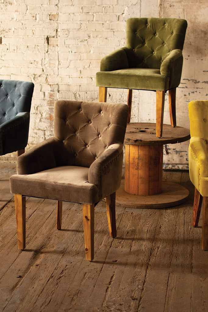Velvet arm chairs- avocado - The Nifty Decor