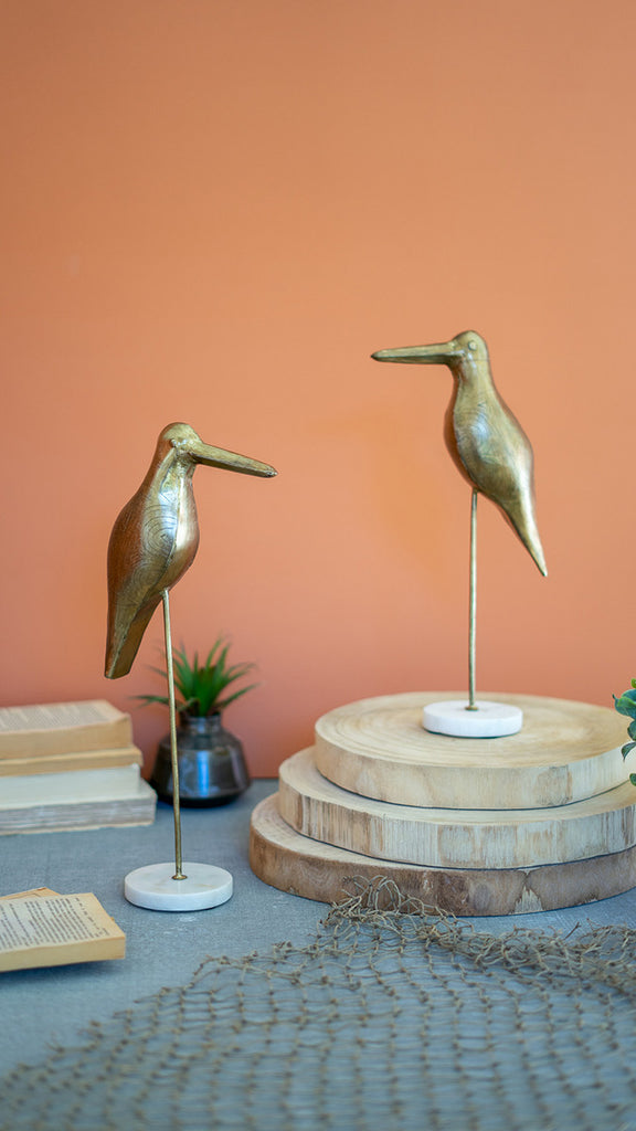 Brass birds on a marble base, set of 2 - The Nifty Decor