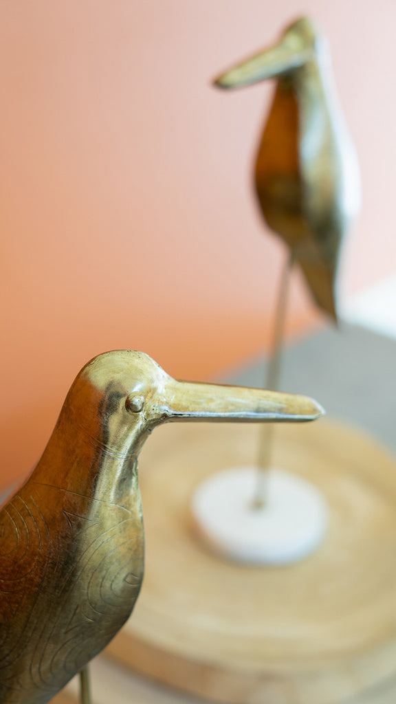 Brass birds on a marble base, set of 2 - The Nifty Decor