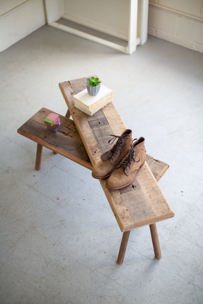 SET OF 2 RECYCLED WOOD BENCHES - The Nifty Decor