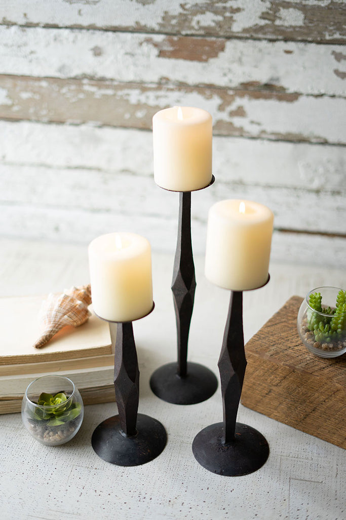 Hand forged candle stands, set of 3 - The Nifty Decor
