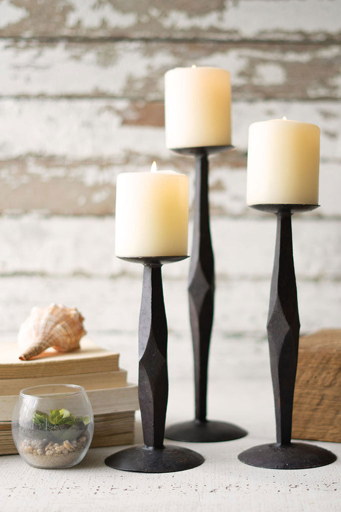 Hand forged candle stands, set of 3 - The Nifty Decor