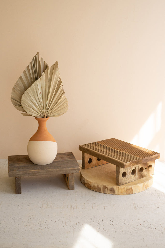 Set of 2 repurposed wooden ship ladder risers - Bombay Mercantile