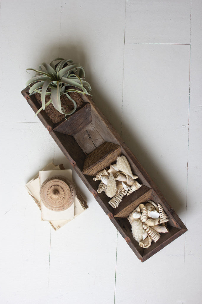 Four section recycled wood succulent tray - Bombay Mercantile