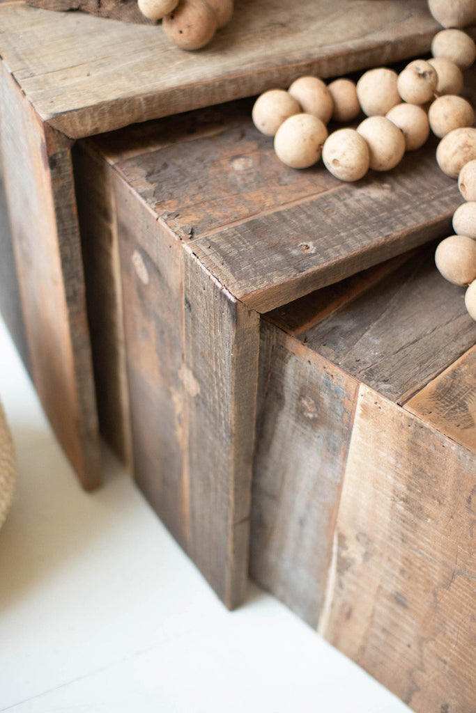 Set of 3 recycled wood nesting benches - Bombay Mercantile