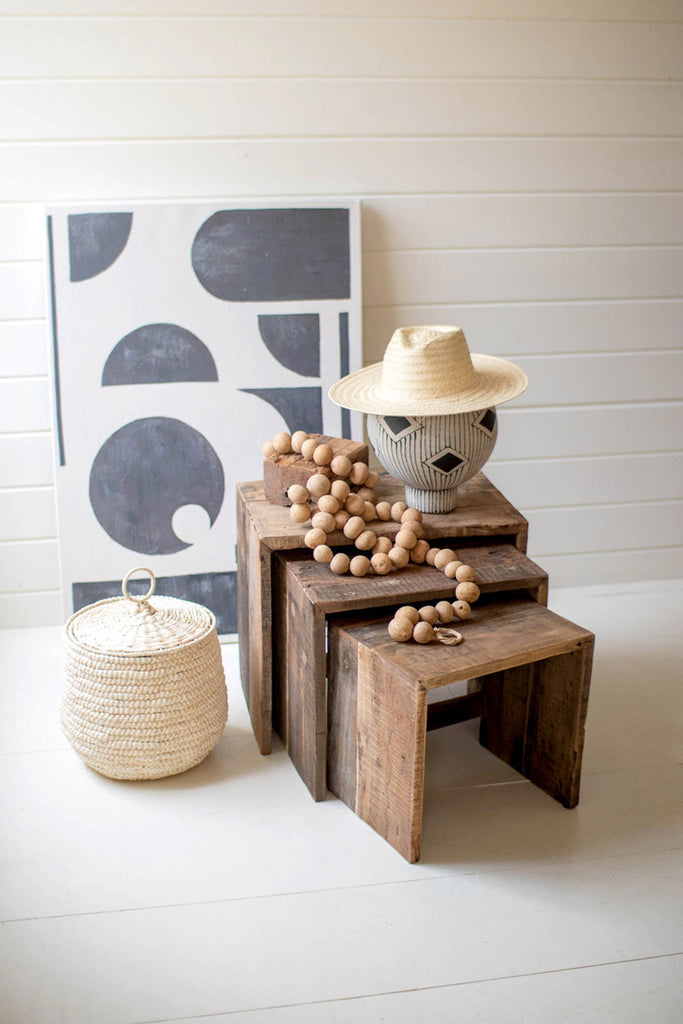 Set of 3 recycled wood nesting benches - Bombay Mercantile