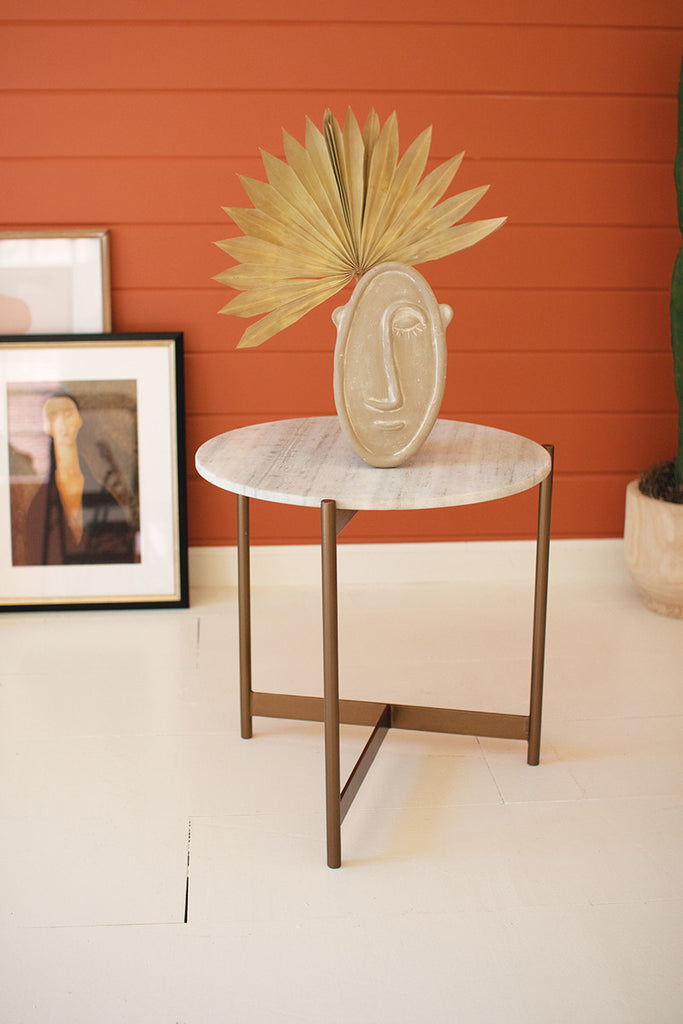 Iron side table with marble top - The Nifty Decor