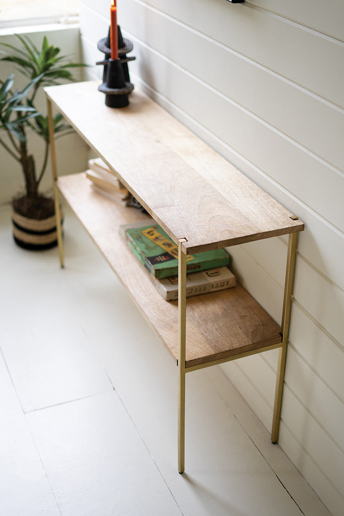 Console table with wood shelves - The Nifty Decor