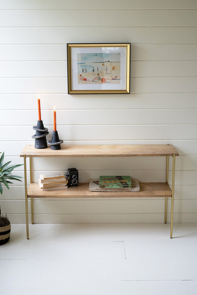 Console table with wood shelves - The Nifty Decor