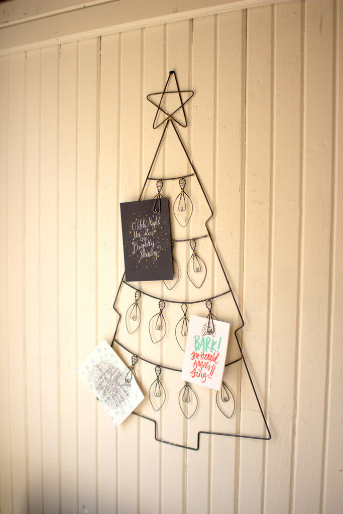 Hanging wire christmas tree card holder - The Nifty Decor