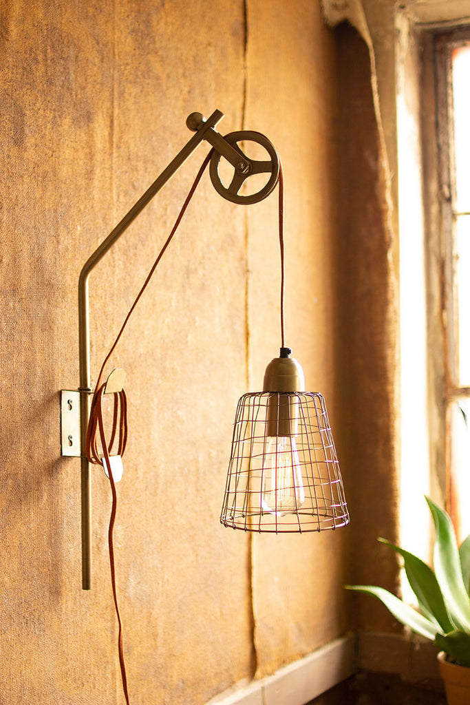 Industrial Metal Pulley Wall Lamp - The Nifty Decor