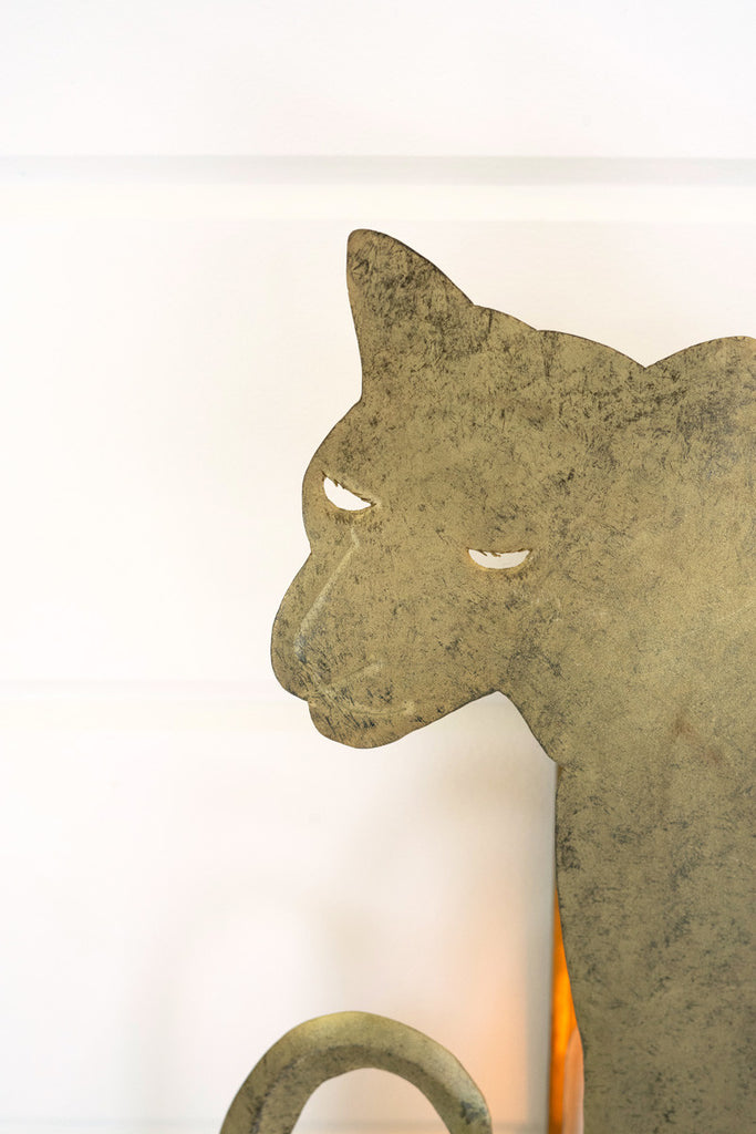 Antique brass tiger wall lamp - Bombay Mercantile