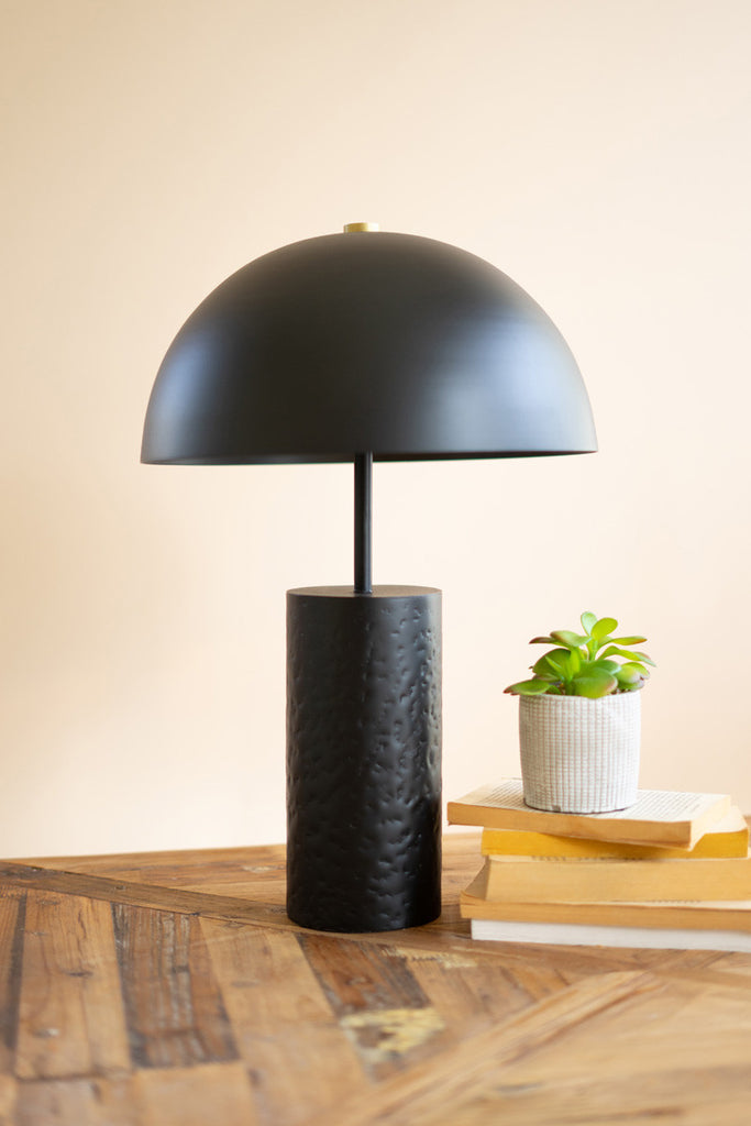 Black metal table lamp with dome shade - Bombay Mercantile
