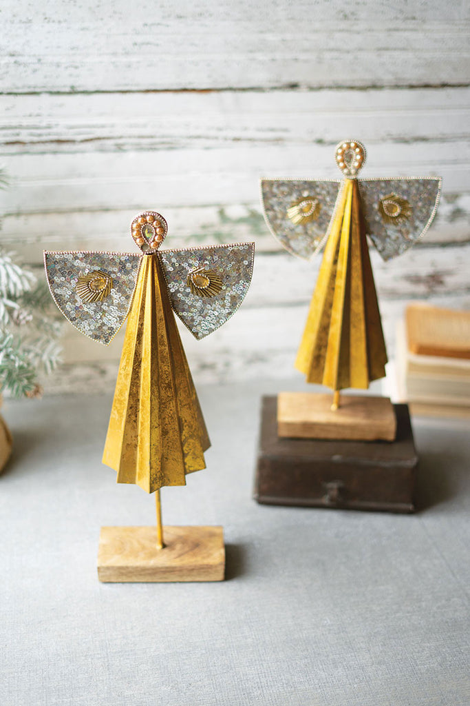 Angels with beaded wings, set of 2 - The Nifty Decor