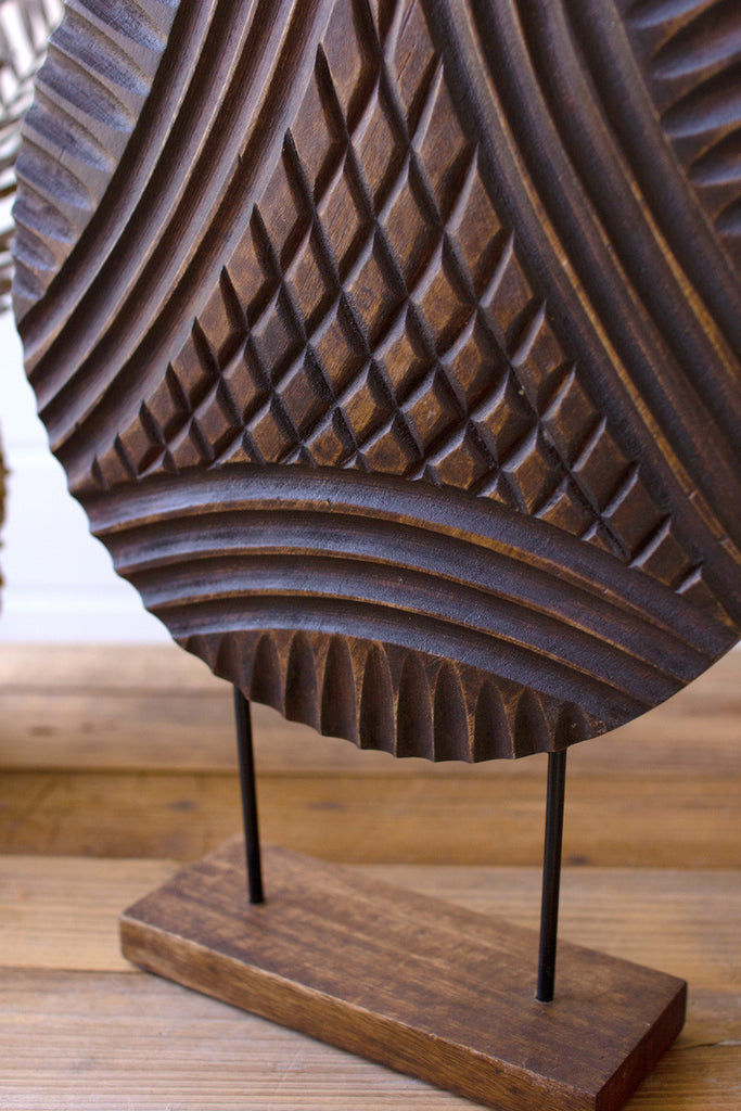 Round wooden disc table top dŽcor - Bombay Mercantile