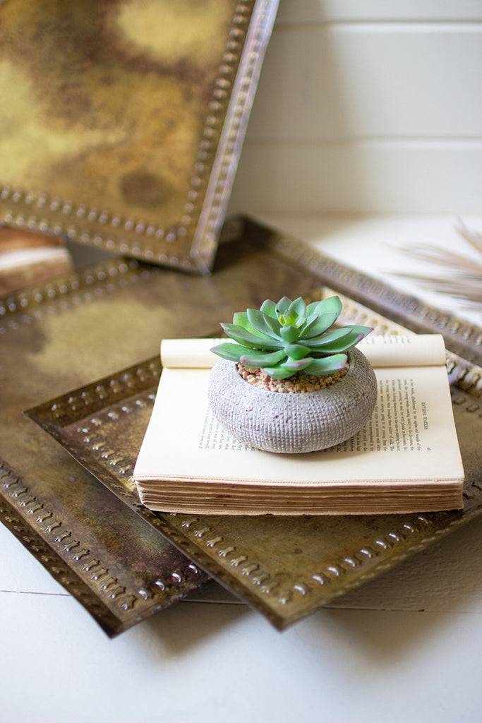 Set of 3 antique brass square trays - The Nifty Decor