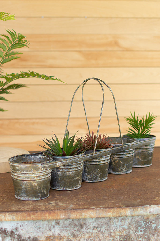 Five bucket metal flower caddy - The Nifty Decor