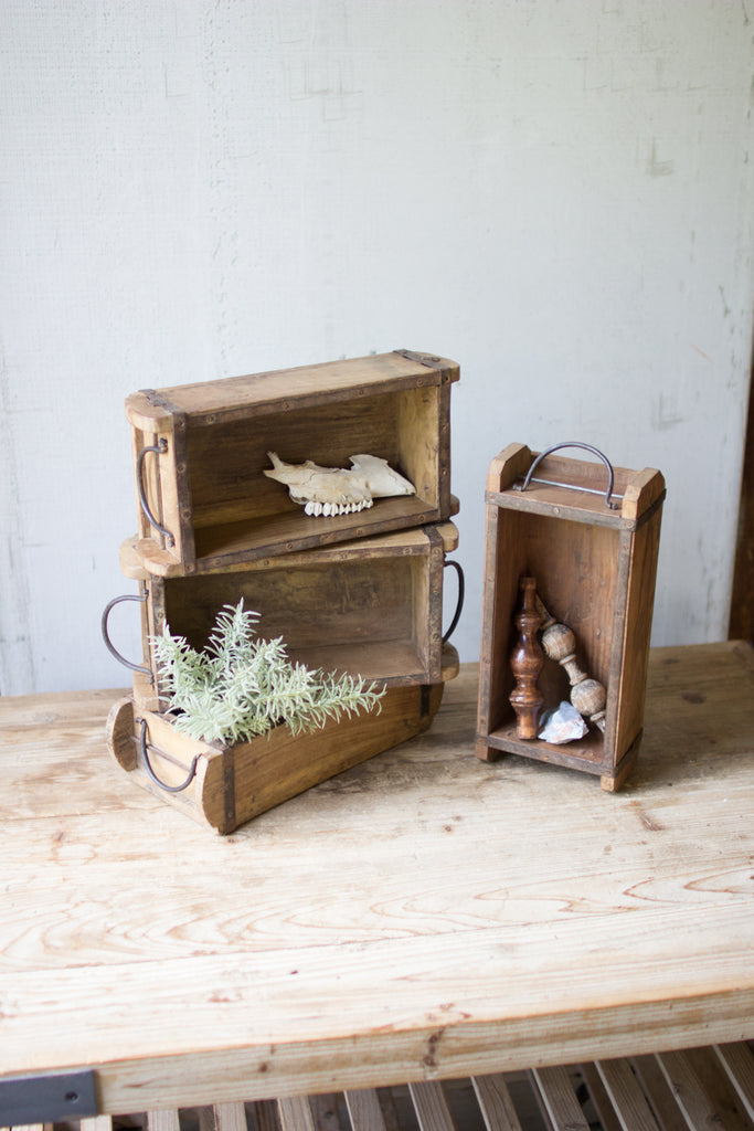 WOODEN BRICK MOLD WITH IRON HANDLES (Set of 2) - The Nifty Decor
