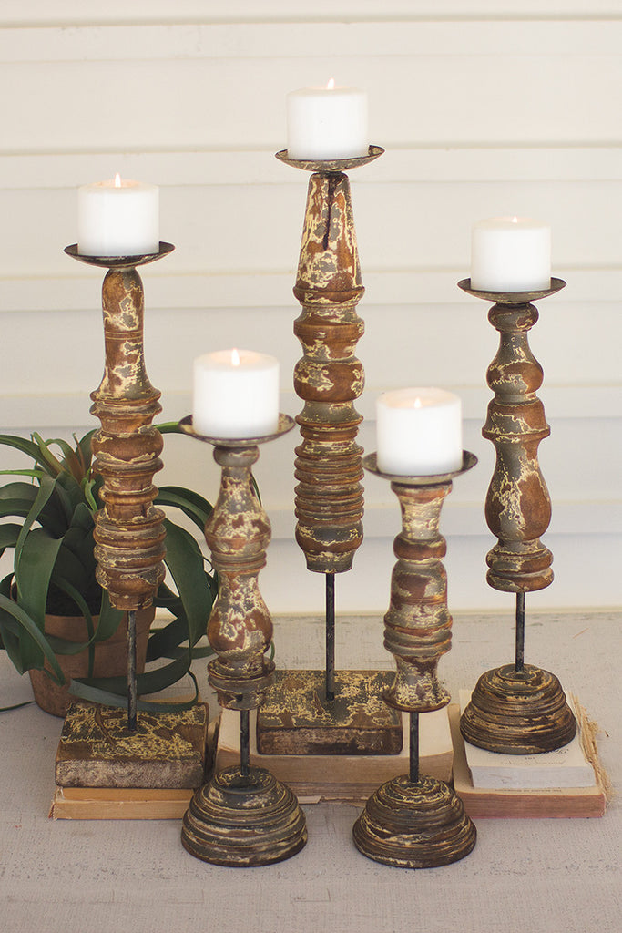 Finial candle stands, Set of 5 - The Nifty Decor