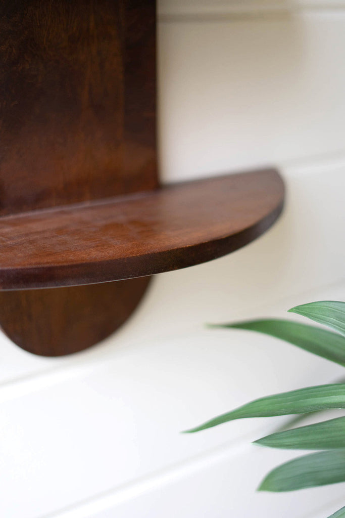 Triple demi-lune mango wood wall shelf - Bombay Mercantile
