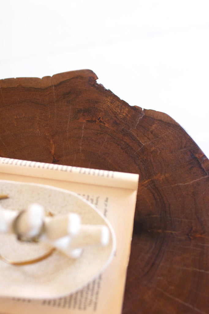 Live edge wooden stool with iron legs - Bombay Mercantile