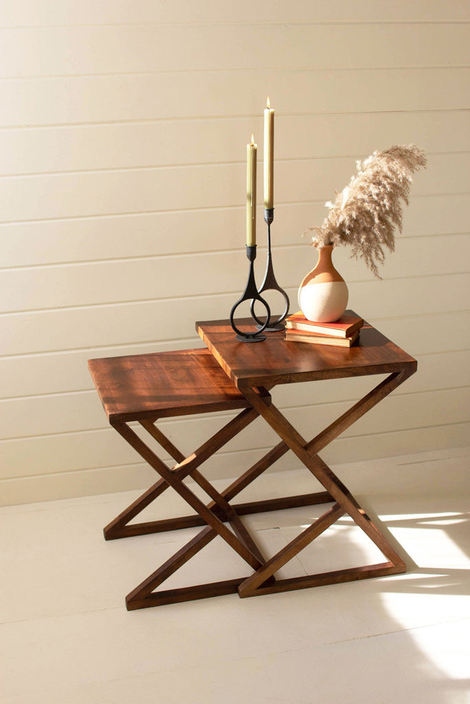 Set of 2 mango wood nesting tables - Bombay Mercantile