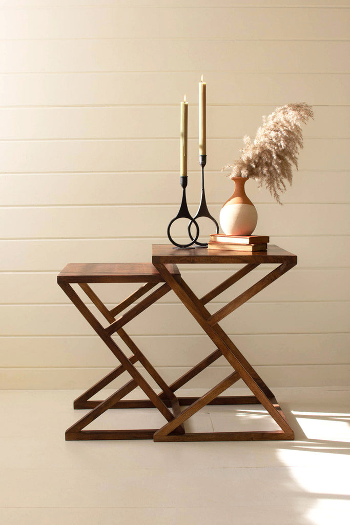 Set of 2 mango wood nesting tables - Bombay Mercantile