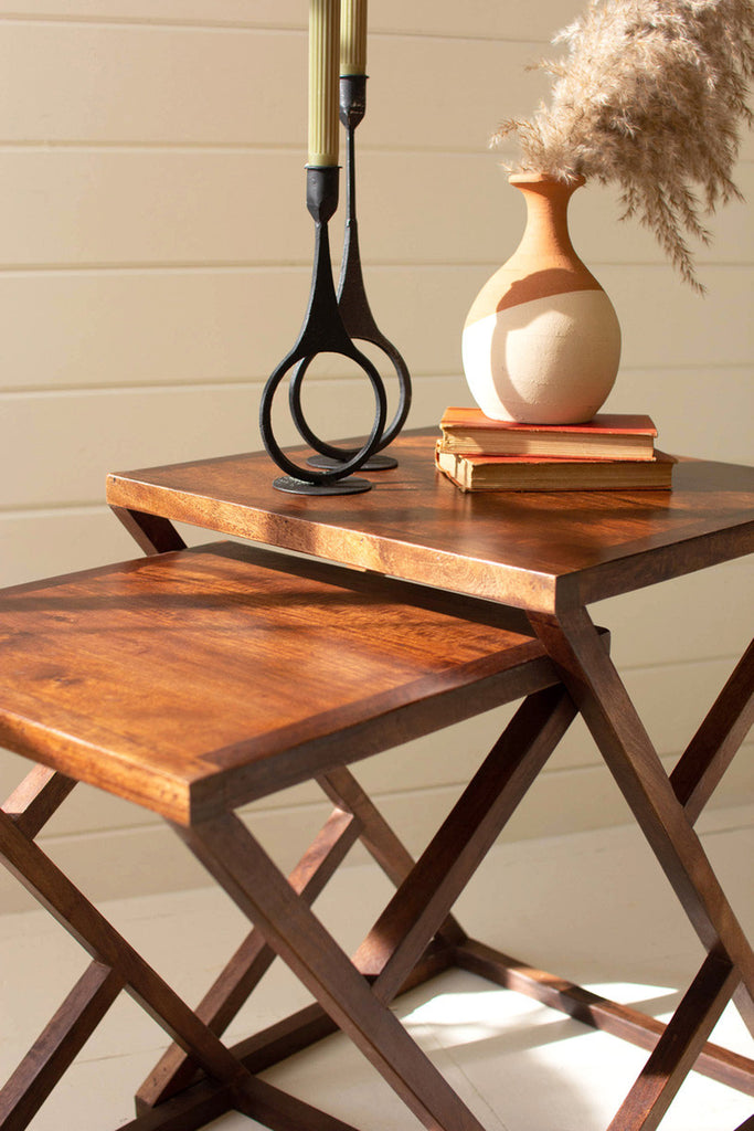 Set of 2 mango wood nesting tables - Bombay Mercantile