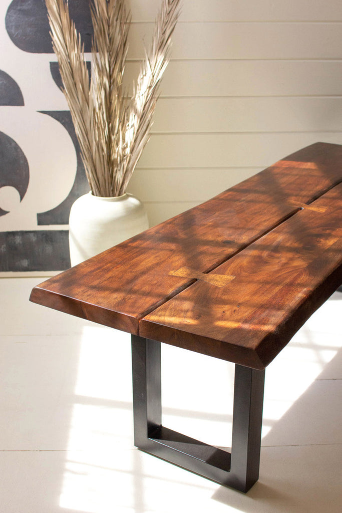 Live edge wood & iron bench - Bombay Mercantile