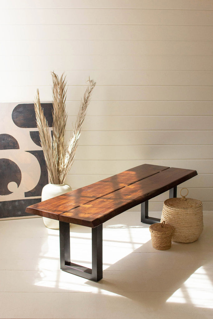 Live edge wood & iron bench - Bombay Mercantile