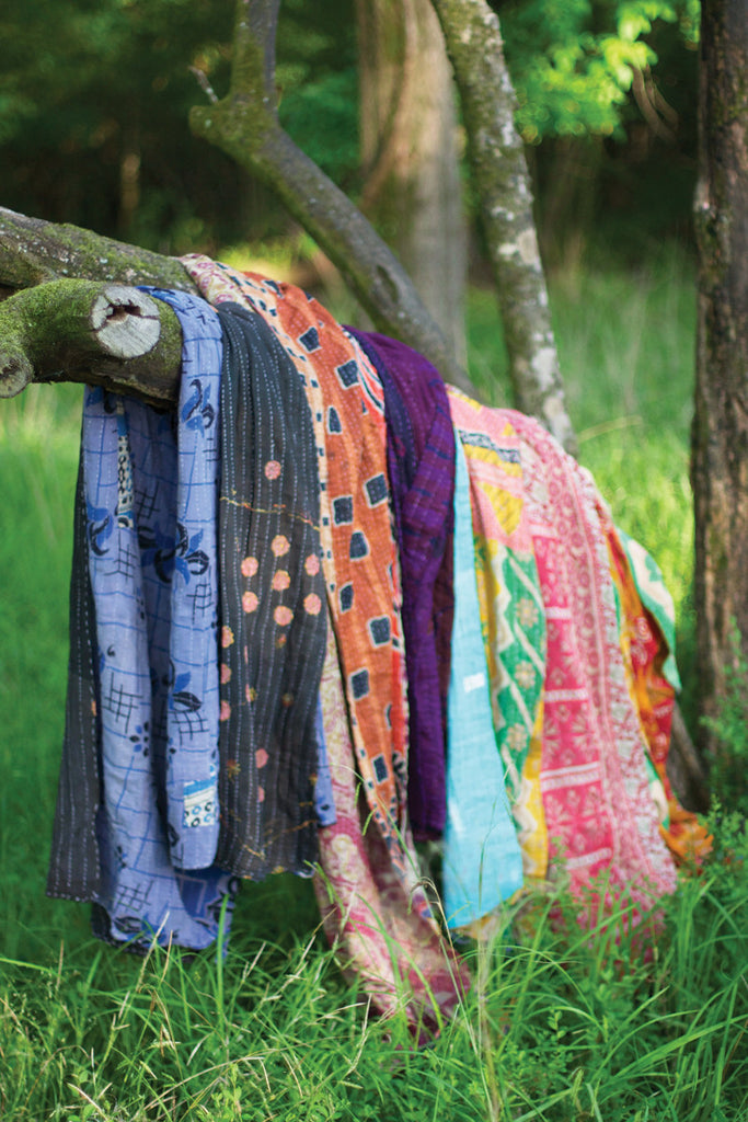 Recycled kantha throws - The Nifty Decor