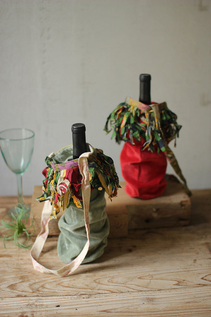 Velvet wine bags, set of 6 - The Nifty Decor