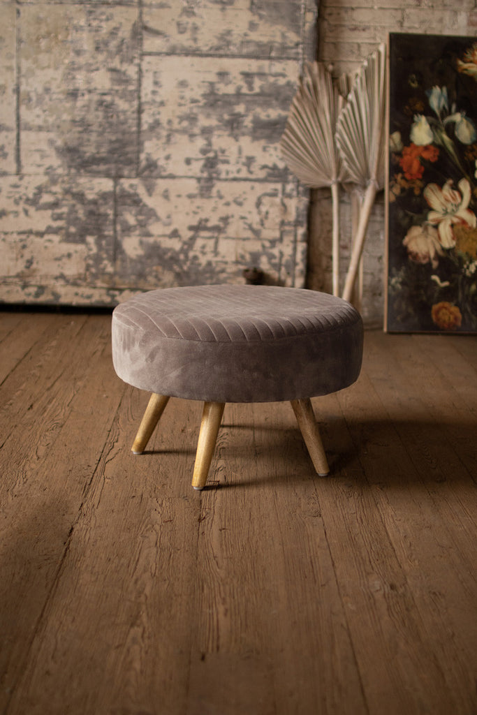 Velvet ottoman\ cobblestone - The Nifty Decor