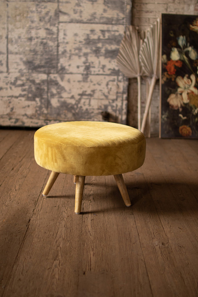 Velvet ottoman\ honey - The Nifty Decor
