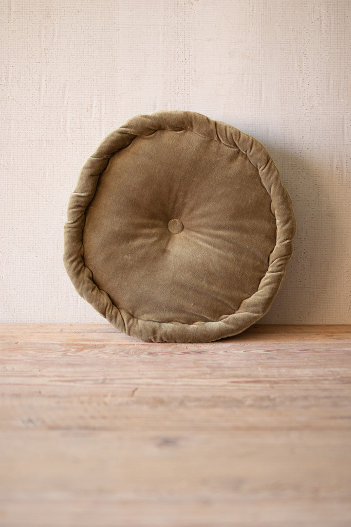 Round velvet floor cushion \  avocado - The Nifty Decor
