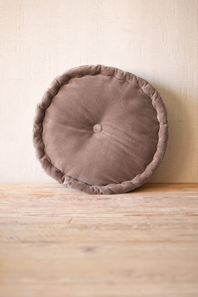 Round velvet floor cushion \ cobblestone - The Nifty Decor