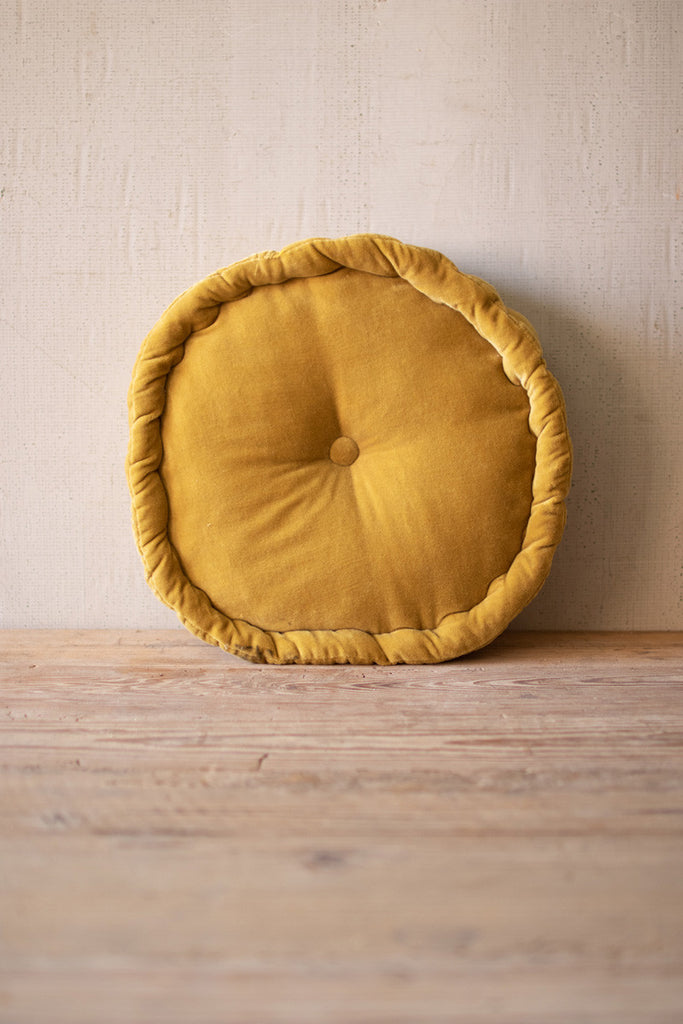 Round velvet floor cushion \ honey - The Nifty Decor