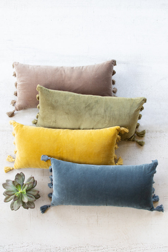 Velvet lumbar pillow \ steel blue - The Nifty Decor