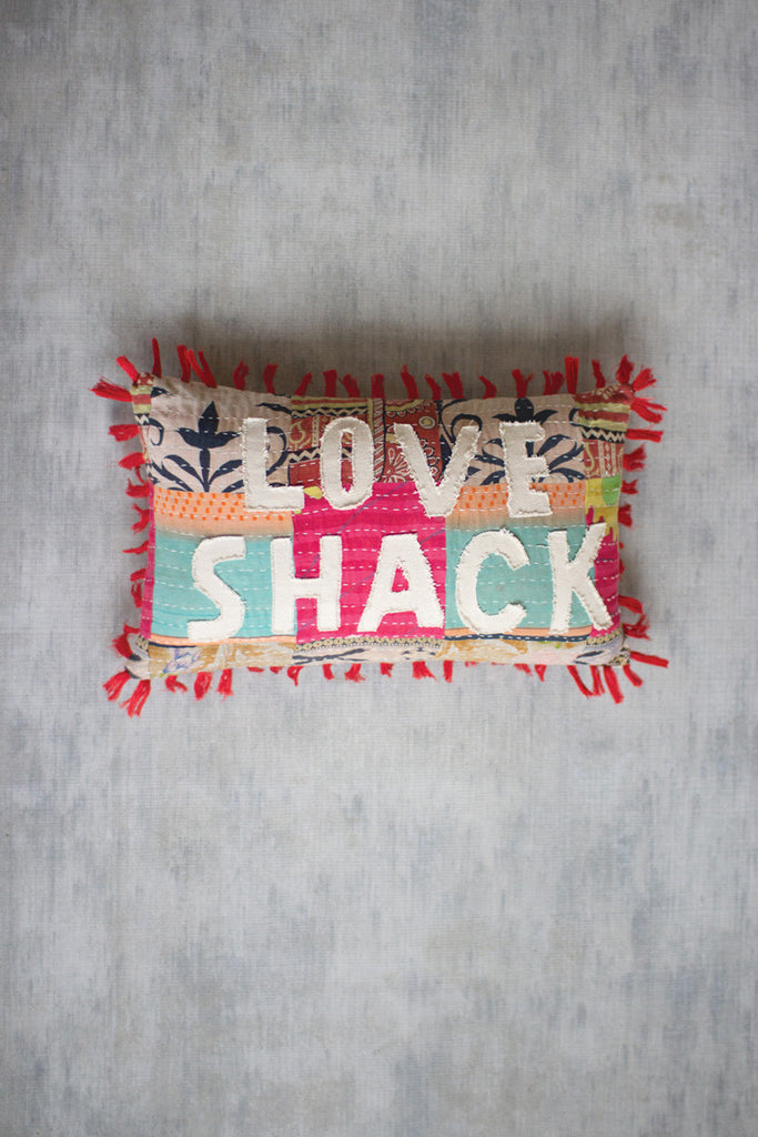 Love shack kantha pillow - The Nifty Decor